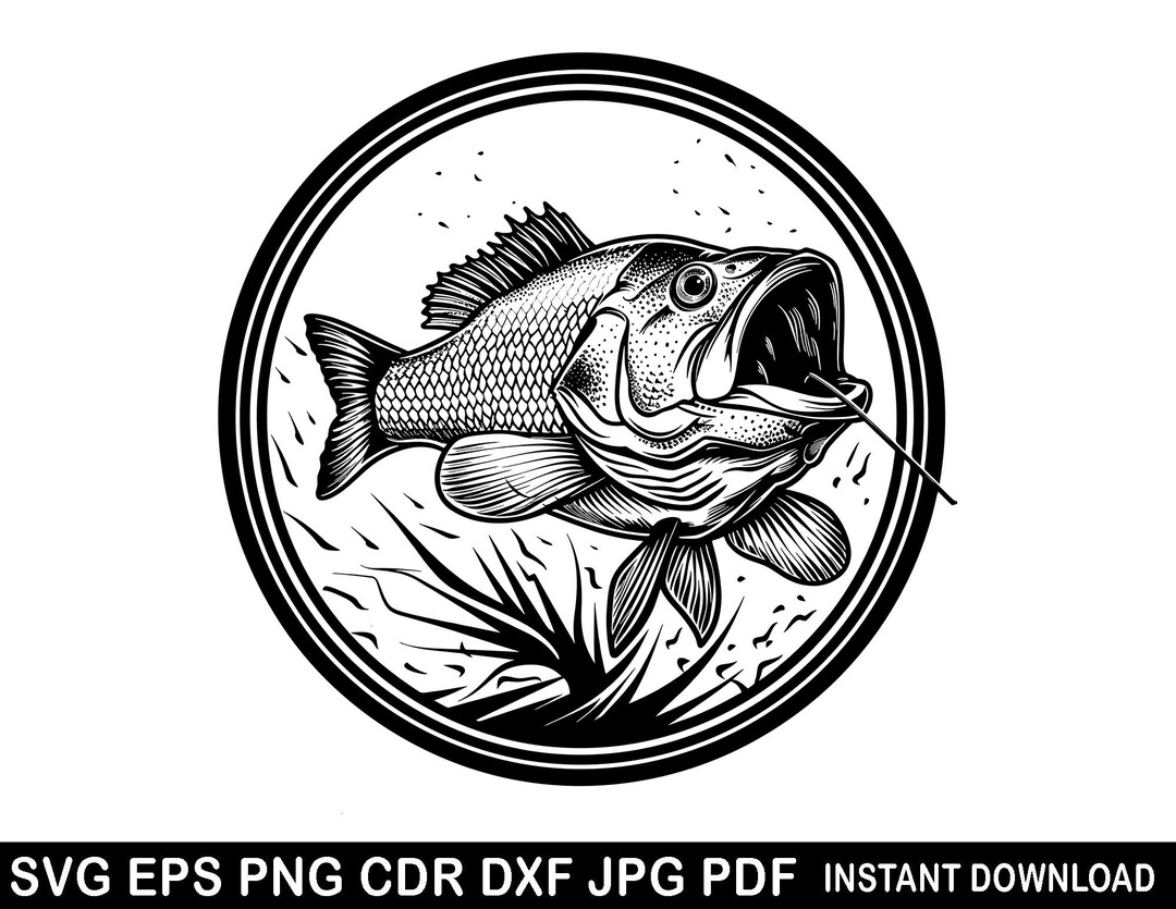 FISHING Vector, Largemouth Bass Svg, Bass Fish Logo, Fishman Decor