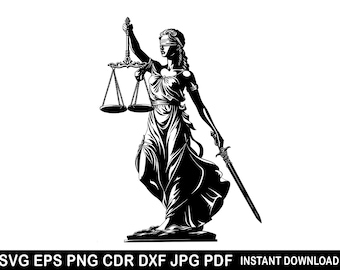 Lady Justice Art Decor Svg Eps Png Dxf | Lawyer Design | Wall Art Decor | Laser Cut,CNC Cutting | Cameo Personalized FIle