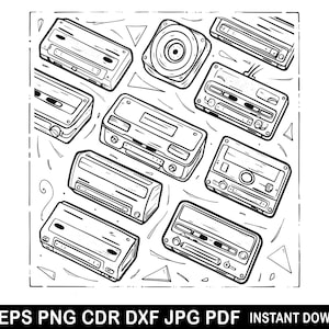 Cassette Tape Svg Png Jpeg Eps Dxf Bundle Silhouette Cricut Tshirt Design Vintage Cassette Tape 90&#39;s Vibe Music Print Shirt Decor Silhouette