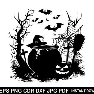 Halloween Cauldron svg, Cauldron dxf png, Cauldron vector, Cauldron clipart, Witches Cauldron svg, Witch Potion Silhouette, Halloween Decor
