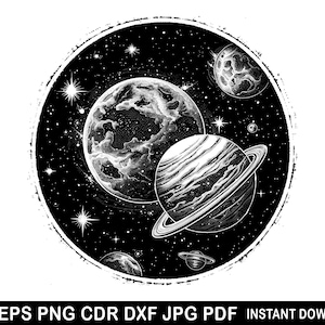 Cartoon Space Svg | Space Theme Decor | Fun Space Png | Colorful Planet Sticker Sublimation Decor | Cute Outer Space Astronaut