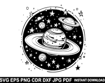 Outer Space Clipart, Planets Clipart, Planets Logo, Outer Space Decor, Astronaut Clipart, Spaceship Shirt, UFO Decal, Sublimation Laser File