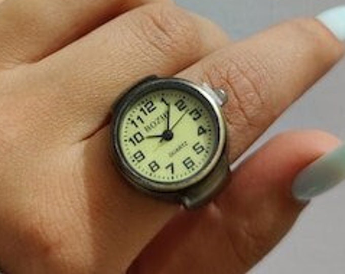 90's Y2K Vintage Mini Ring, Watch Vintage Watch Ring, Unique Rings, Initial Ring, Steampunk Ring, Vintage Watch Ring, Adjustable Unique Cool