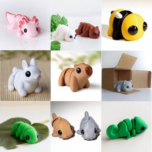 Mini Animal Figurines – Fidget Toy | ADHD Gifts | Desk Toy | Cat Gifts | Dog Lover Gift | Sensory Toy | Flexi Animal | 3D Printed