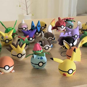 Coleção de Pokebolas de Personagens Pokémon GEN 1 | Conjunto de Exibição Impresso em 3D | Presente para Fãs Pokémon (PARTE UM)