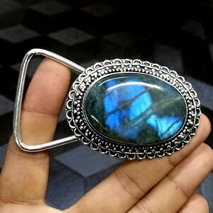 Labradorite Gemstone Belt Buckle - Etsy display picture 1