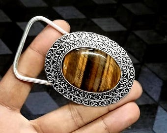 Boho Hippie Western Style Belt Buckle With Moss Agate Cab  display picture 1