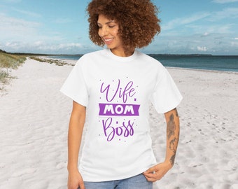 T-shirt "Wife Mom Boss", shirt, Moederdag, moeder, moeder, moeder, baas, emancipatie, feminisme, cadeau