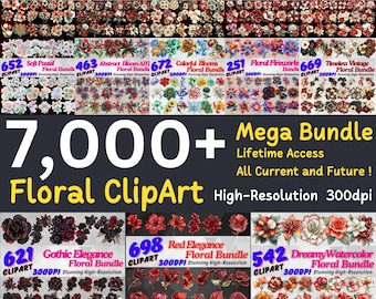 Floral Clipart Mega Bundle: 7000+ PNG Files (Digital Download)