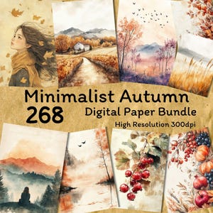 Minimalistischer Herbst, Digitales Papier Bundle, Scrapbooking, Digitaler Download, Junk Journal Versorgung, Papierhandwerk, Digitales Journal, Kommerzielle Nutzung