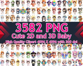 Costume Baby Clipart Bundle, 3582 PNG Graphics (Commercial Use