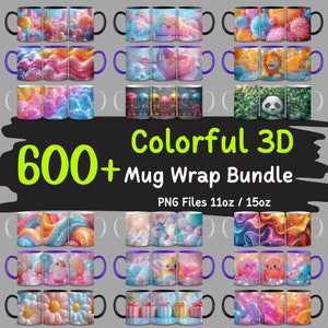 600+ Colorful 3D Mug Wrap Design, 3d Mug Design, Cute Mug Wrap, Coffee Mug Designs, Sublimation Design, PNG Bundle, Commercial Use