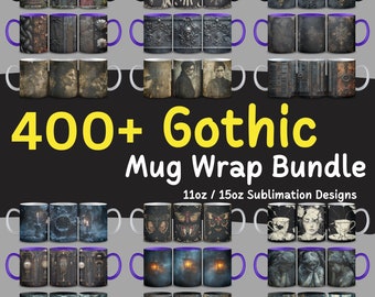 400+ Gothic Mug Wrap Bundle: Dark Fantasy Sublimationsdesign (Kommerzielle Nutzung)