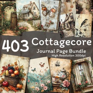 Cottagecore Junk Journal, botanisch, digitale download, levering van ongewenste tijdschriften, digitale papierbundel, papierkunst, digitaal dagboek, commercieel gebruik