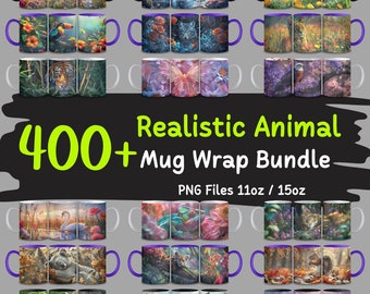 400+ realistische Tierbecher-Verpackungsdesigns: PNG-Bundle (kommerzielle Nutzung)