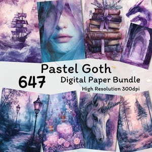 Pastel Goth, Digitale papierbundel, Scrapbooking, Digitale download, Junk Journal Supply, Papercraft, Digitaal dagboek, Commercieel gebruik