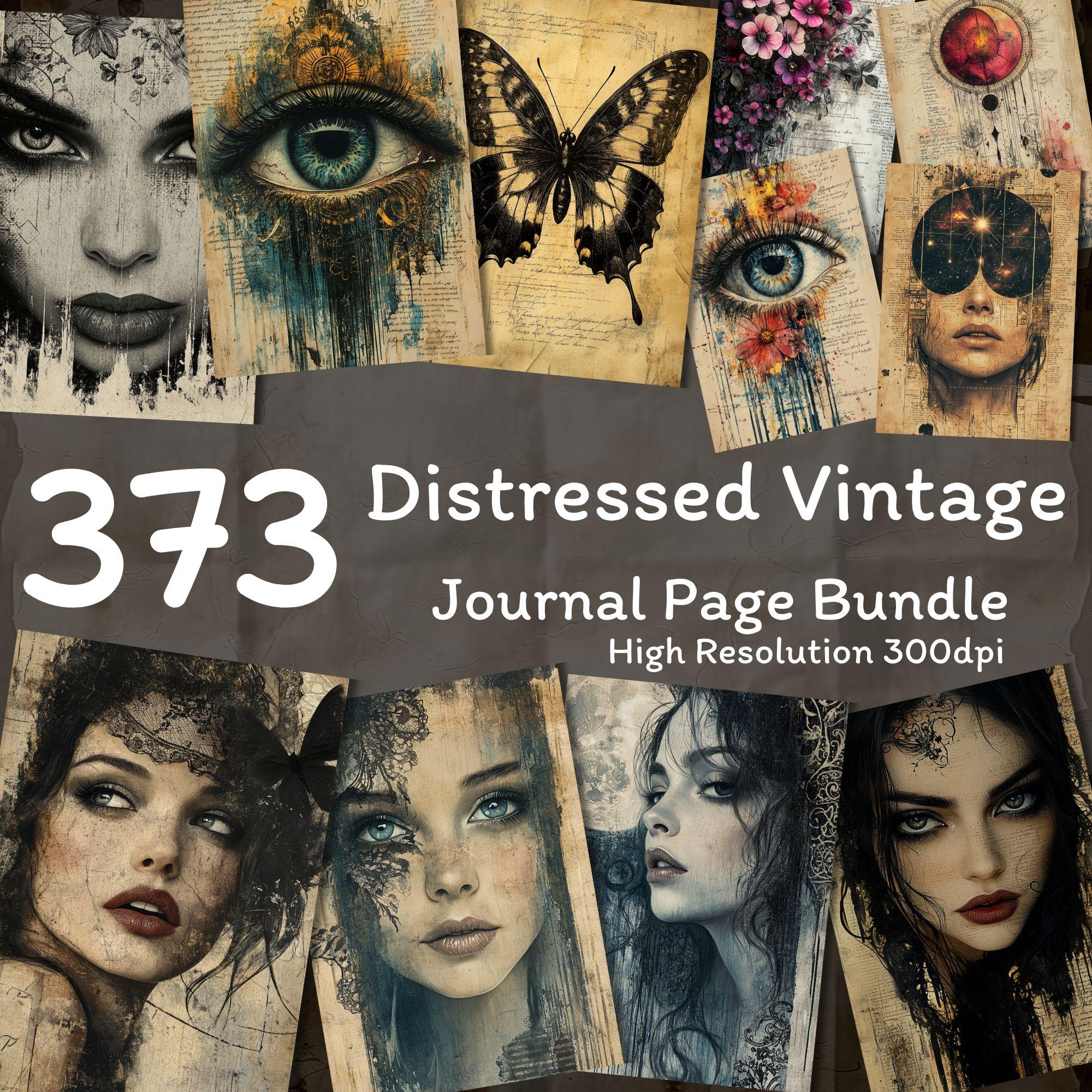 ヴィンテージ風ダメージペーパー：ジャンクジャーナル 373 ページ