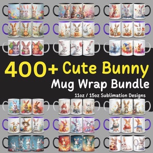400+ Süßer Hase, Aquarell Hase, Hase Becherverpackung, Süßer Hase, Osterhase, Hase Kaffeetasse, kommerzielle Nutzung, Sublimationsdesigns