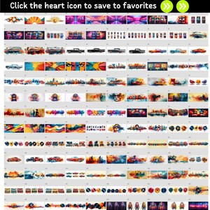 K&ouml;nnte beinhalten: Eine Sammlung von 100 Aquarellbildern mit verschiedenen Motiven, darunter Stadtansichten, Autos, Musik und abstrakte Designs. Die Bilder sind in einem Rasterformat angeordnet und alle in einem lebendigen, farbenfrohen Stil gehalten.