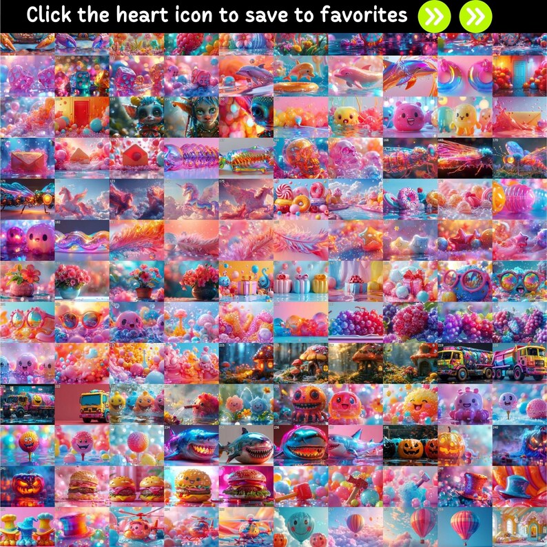 May include: A colorful collage of 100 images featuring various cartoon characters, animals, and objects. The images are arranged in a grid pattern and are set against a pink and blue background. The images are all in a whimsical and playful style.
