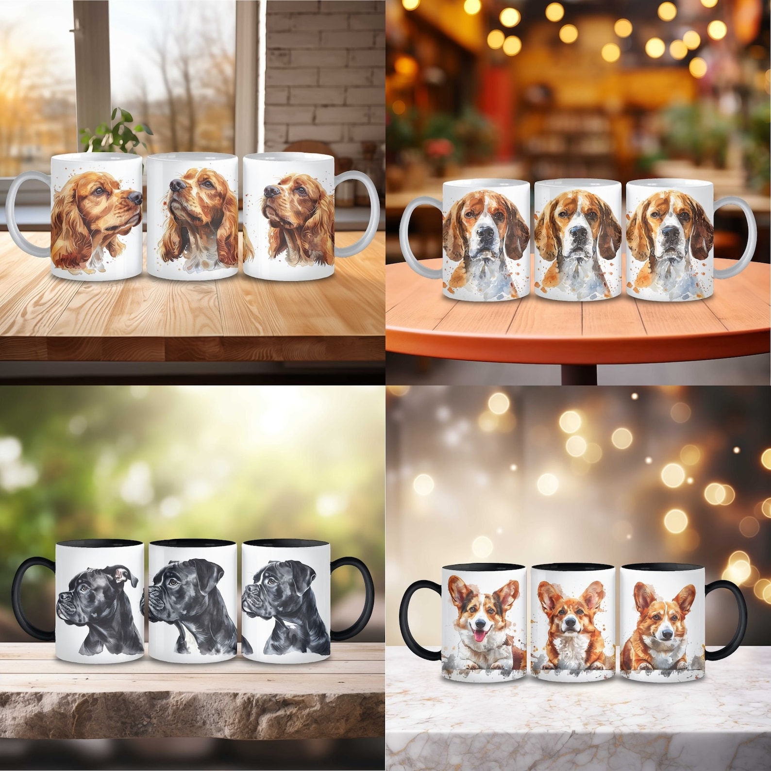 800+ Dog Breed Watercolor Portrait Mug Wrap PNG Bundle (commercial Use ...