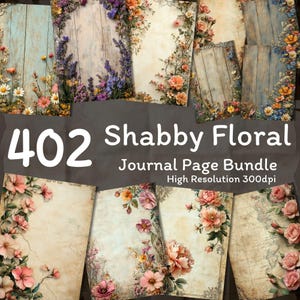 Shabby Chic Floral Junk Journal-pagina, digitale download, aanvoer van ongewenste tijdschriften, digitale papierbundel, papieren ambacht, digitaal dagboek, commercieel gebruik