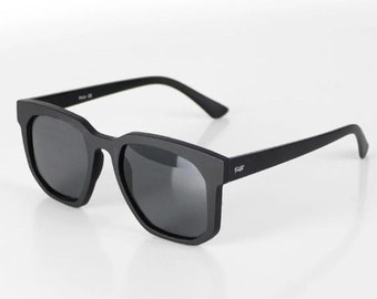Charles Matte Black Unisex Square Sunglasses, Polarized Lenses, UV400, Fashion Sunglasses, Sunglasses Goggles, Cool Women Accessories