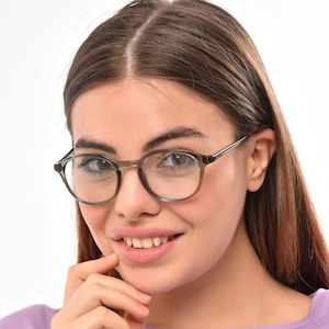TALITA Graue Unisex Blaulichtblockende Bildschirmbrille, Lesebrille, trendige runde Brillengestelle, Frauenbrille, UV400-Linsen