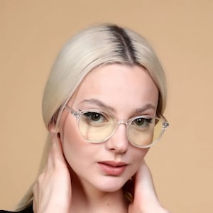 Teta Karina Crystal Clear Unisex Blue Light Blocking Screen Glasses, Reading Eyeglasses, Trendy Round Eyeglass Frames, UV400 Women Glasses