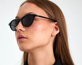 Hailey Black Cateye Unisex Sunglasses, Polarized Lenses, Fashion Sunglasses, Sunglasses Goggles, Cool Women Accessories, UV400 Eyewear