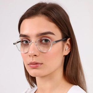 Alsafi Crystal Black Unisex Blue Light Blocking Screen Glasses, Reading Eyeglasses, Trendy Eyeglass Frames, Round Women Glasses, UV400