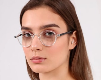 Alsafi Crystal Black Unisex blauw licht blokkerende schermbril, leesbrillen, trendy brilmonturen, ronde damesbril, UV400