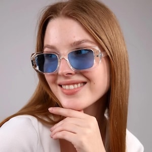 Phurad Crystal Rectangle Sunglasses, Polarized Lenses, UV400, Stylish, Fashion Sunglasses, Sunglasses Goggles, Cool Women Men Accessories