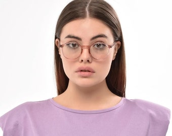 Sirius Rose Pink Unisex Blue Light Blocking Screen Glasses, Reading Eyeglasses, Trendy Round Eyeglass Frames, Women Computer Glasses, UV400