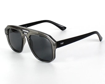 Mage Gray Black Unisex Aviator Sunglasses, Polarized Lenses, Fashion Sunglasses, Cool Women Sunglasses, UV400 Lenses, Stylish Sunglasses