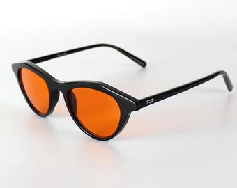 Hailey Black Orange Cateye Unisex Sunglasses, Polarized Lenses, Fashion Sunglasses, Sunglasses Goggles, Cool Women Accessories, UV400