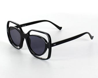 Daimond Black Double Frame Round Sunglasses, Polarized Lenses, Fashion Sunglasses, Sunglasses Goggles, Cool Women and Men Accessories