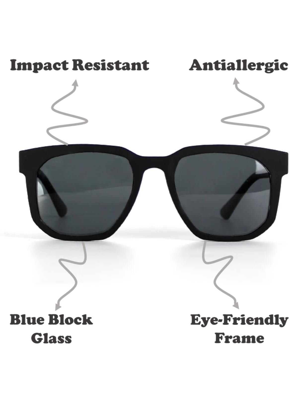 Occhiali da sole quadrati donna uomo occhiali da sole senza montatura rettangolari di moda retrò neri / Occhiali e accessori