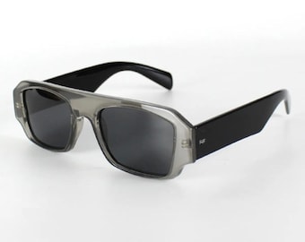 Gafas de sol rectangulares de color gris extraño, lentes polarizadas, UV400, gafas de sol elegantes y de moda, gafas de sol, accesorios geniales para mujeres y hombres