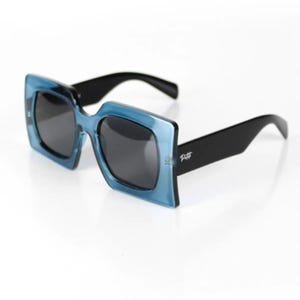 BIGG Light Blue Black Unisex Square Sunglasses, Polarized Lenses, UV400, Fashion Sunglasses, Sunglasses Goggles, Cool Women Accessories