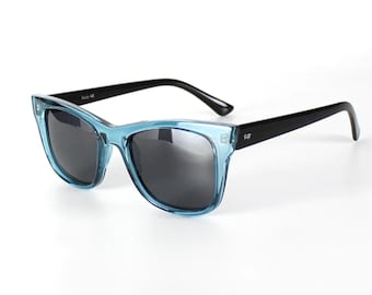Mega Light Blue Black Unisex Cateye Sunglasses, Polarized Lenses Eyewear, Fashion Sunglasses, Sunglasses Goggles, Cool Women Accessories