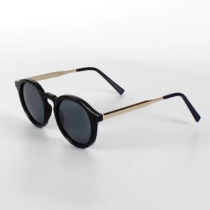 Safari Black And Gold Metal Round Sunglasses, Polarized Lenses, Stylish, Fashion Sunglasses, Sunglasses Goggles,Cool Women Men Accessories