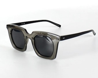 Occhiali da sole quadrati unisex neri grigi Nunu, lenti polarizzate, occhiali UV400, occhiali da sole alla moda, occhiali da sole, accessori da donna alla moda