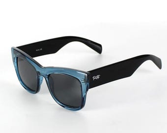 Mega Light Blue Black Unisex Cateye Sunglasses, Polarized Lenses Eyewear, Fashion Sunglasses, Sunglasses Goggles, Cool Women Accessories