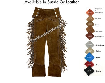 Pantalón de flecos nativos americanos occidentales / Pantalón de flecos de ante marrón bronceado / Hombres Mujeres / Pantalón vaquero / Pantalón vaquera / Hecho a mano / SPBR5A