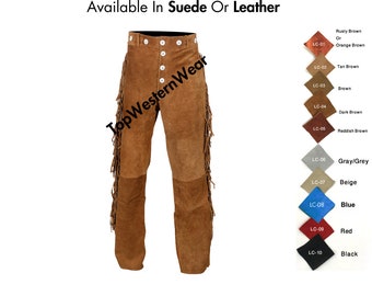 Western Pant | Cowboy Fringes Pant | Cowgirl Fringes Pant | Reddish Brown Suede Fringes Pant | Native American Indian Pant | Handmade | SP3