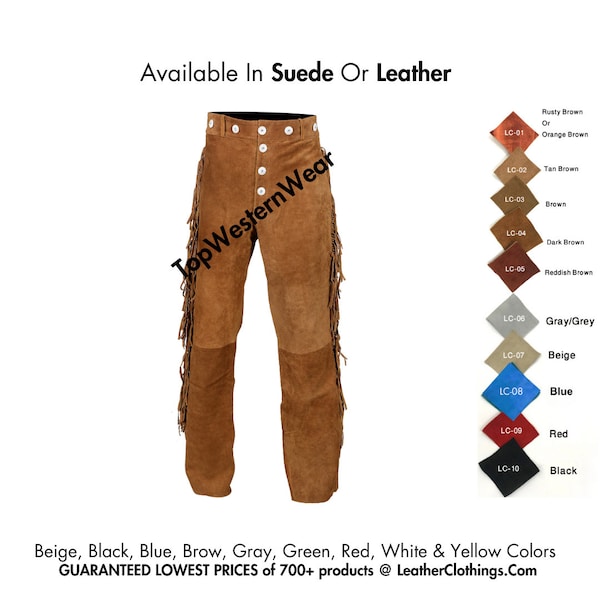 Westernhose | Cowboy Fransen Hose | Cowgirl Fransen Hose | Rötlich Braune Wildleder Fransen Hose | Native American Indian Hose | Handarbeit | SP3