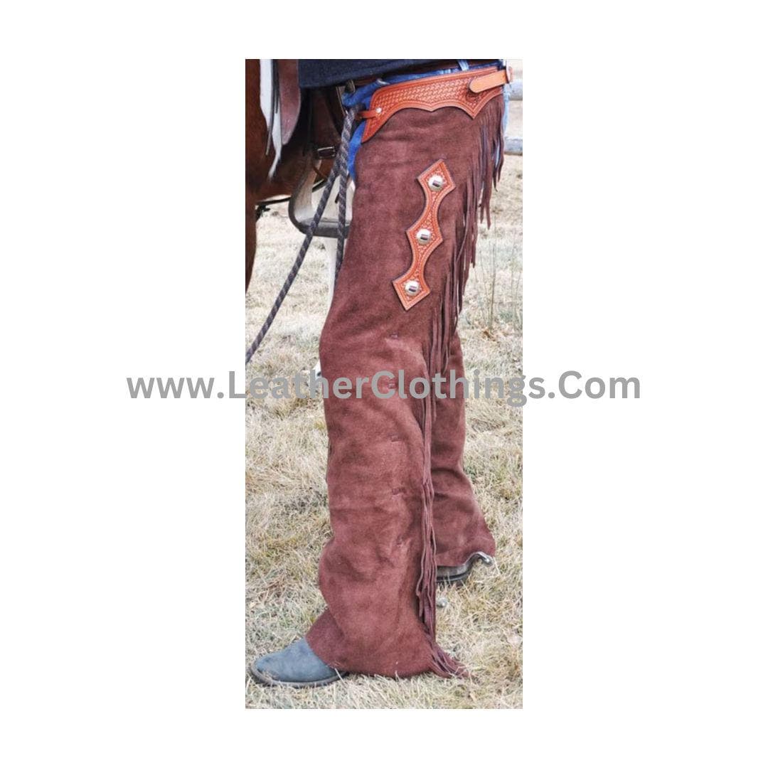 Cowboy Chaps | Western Chaps | Cowgirl Chaps | Reddish Brown Suede ...