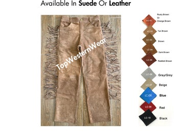 Westernhose | Cowboy-Fransenhose | Cowgirl Fransenhose | Braune Wildleder-Fransenhose | Hose der indianischen Ureinwohner | Handgefertigt | SP4