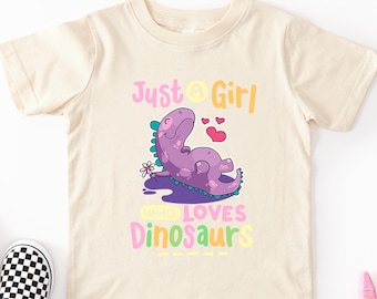 Organic Cotton Dinosaur Shirt, Girls Dino Lover Toddler Tee